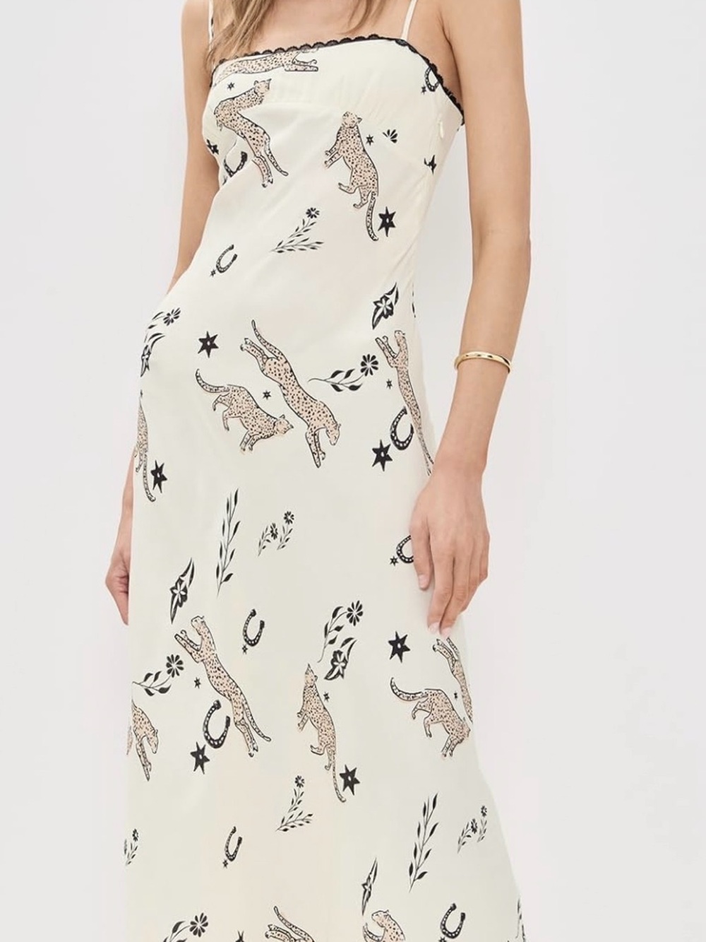VRG GRL cosmic bias cut Cream Leopard Slip Dress XL